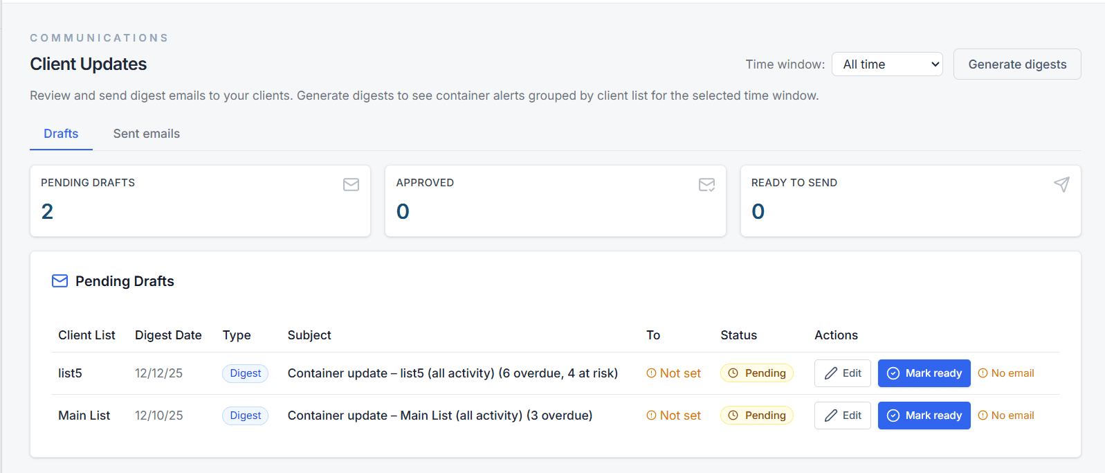 Client updates workflow